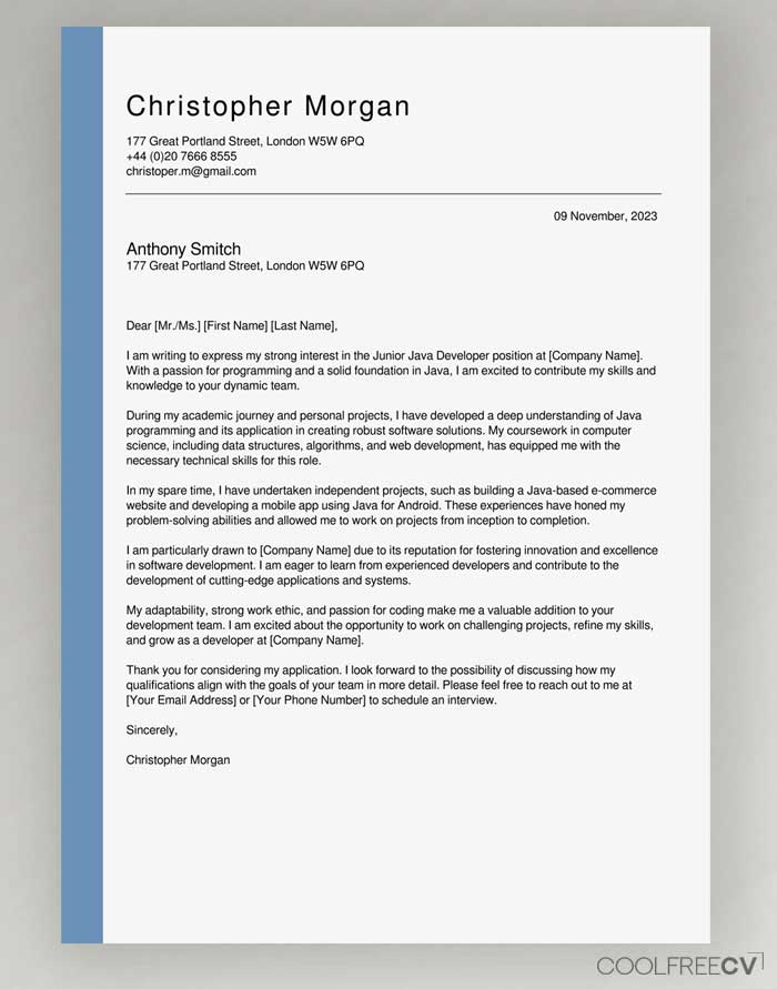 Resume Cover Letter Template Pdf