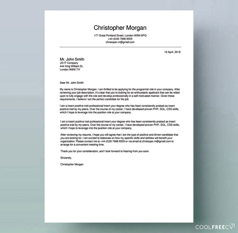 How To Write A Cover Letter For A Job Examples