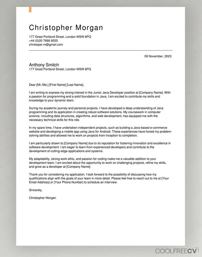 cool cover letter template