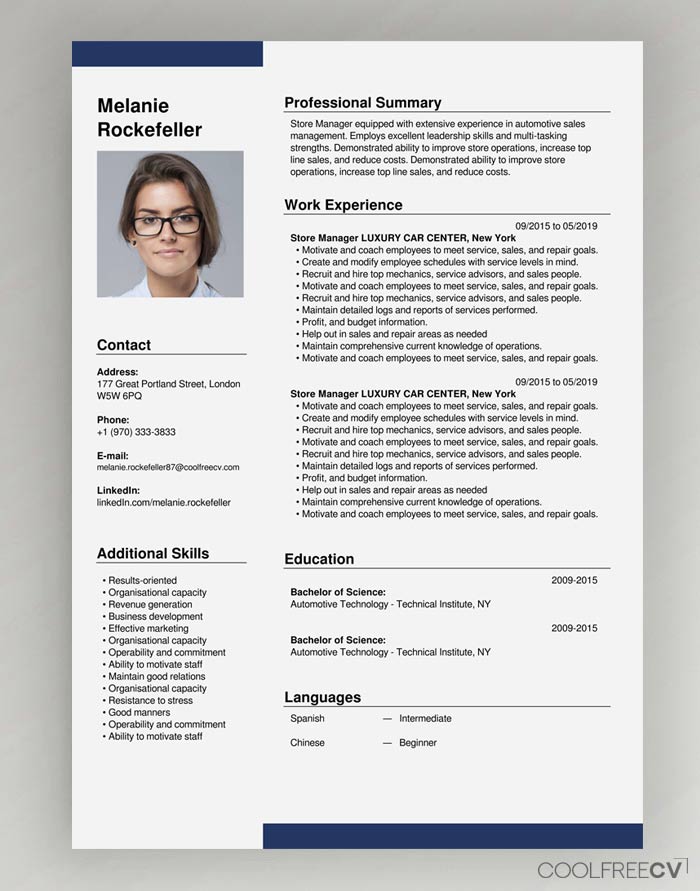 one page cv maker