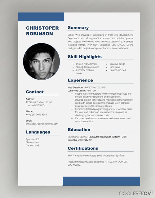 free modern resume templates docx