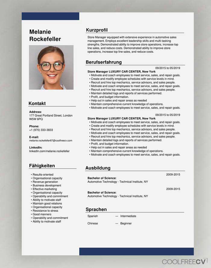 Switzerland Swiss German CV / Resume Template