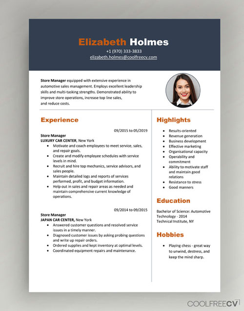 modern resume templates free download pdf