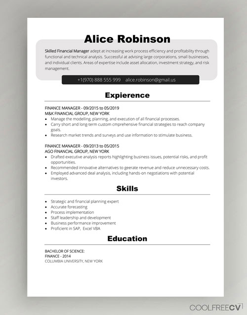 cv template free download word 2017