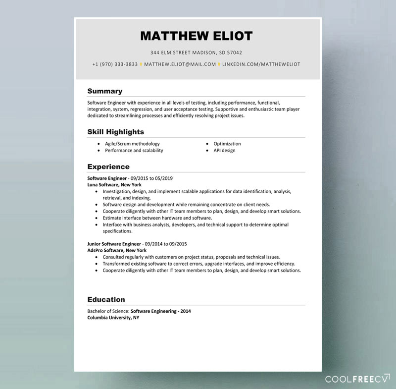 download free resume template