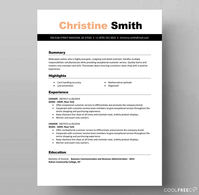 resume templates free pdf download