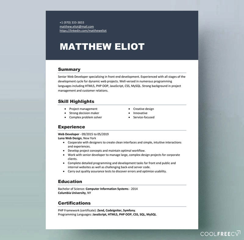 resume templates free download word document